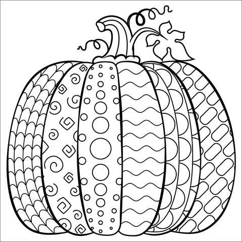 Pumpkin With Pattern Coloring Page